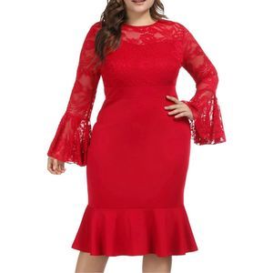 NWOT Red Lace bell sleeve pencil dress 22W plus size